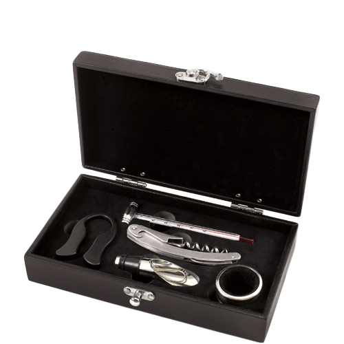 unknown 5 Piece Executive Wine Set in Personalized Leather Box