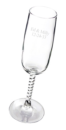 unknown Engraved Champagne Glass With Braided Stem