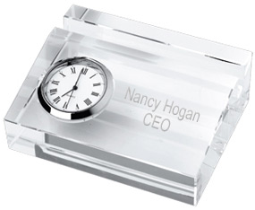 unknown Crystal Business Card Holder with Clock