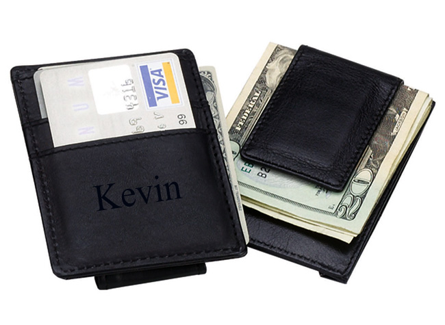 unknown Executive Black Leather Credit Card & Money Clip
