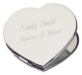 unknown Personalized Silver Heart Compact Mirror