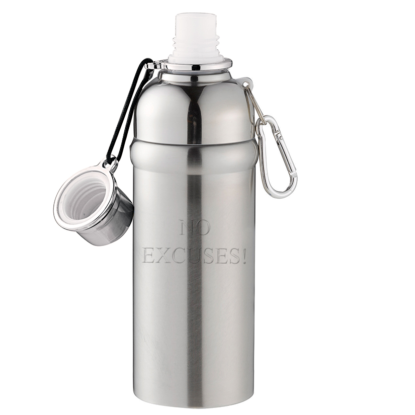 unknown 18oz Engraved Stainless Steel Water Canteen Bottle + Carabiner
