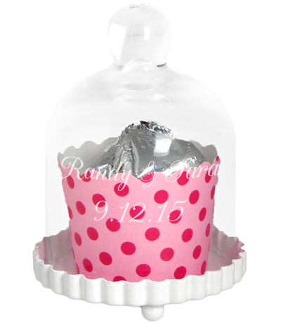 unknown Personalized Glass Dome Wedding Bell Cupcake