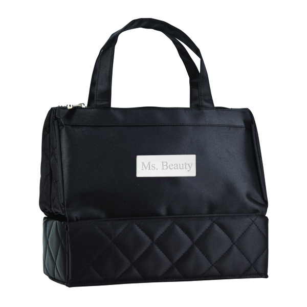 unknown Quilted Satin Cosmetic Travel Toiletry Chic Bag