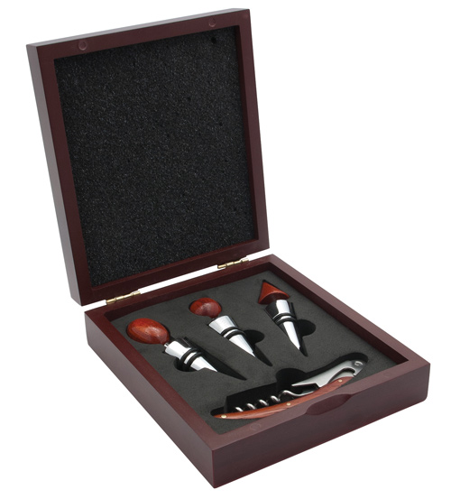 unknown Rosewood Wine Accessories Set with Wood Box