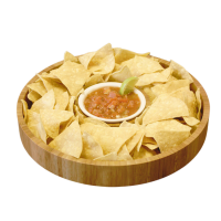 Eco-Friendly Gourmet Bamboo Chip & Dip Tray + Sauce Bowl