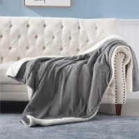Custom Gray Micro Plush Throw Sherpa Blanket Inner Faux Lambswool