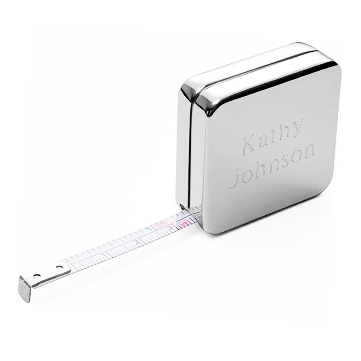 Square Polished Silver Measuring Pocket Tape (3 Feet) Square Polished Silver Measuring Pocket Tape (3 Feet)