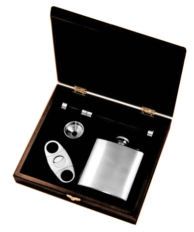 Cigar & Flask Wood Box Set*: HansonEllis.com
