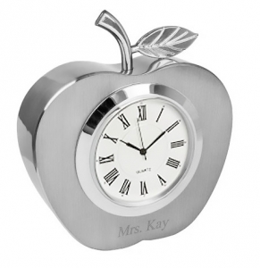 Silver Apple Achievement Desk Clock Award