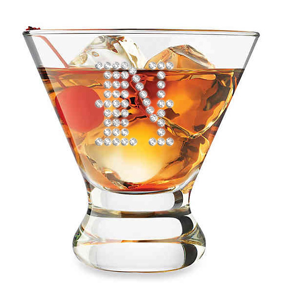 Personalized Classic Martini/Cocktail Glass (Optional Personalized Crystal  Rhinestones)
