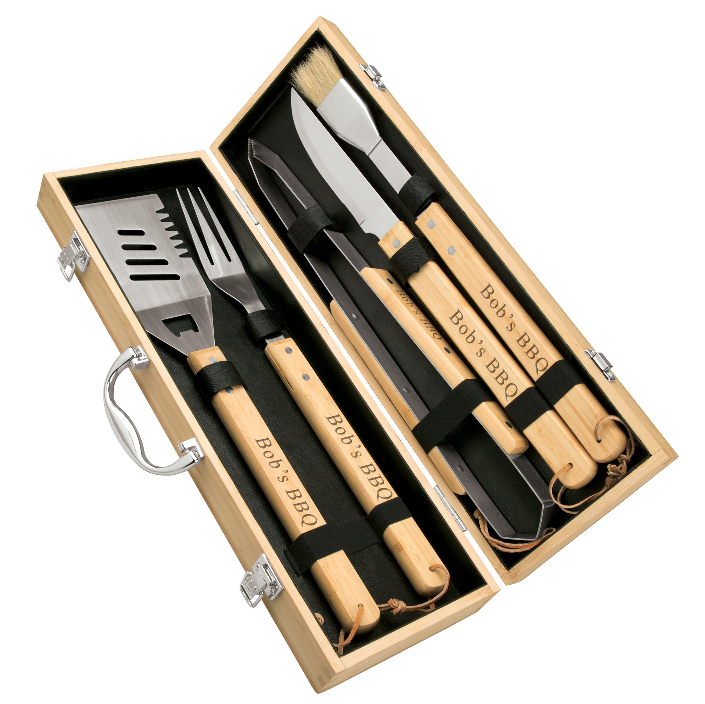 Country Wooden BBQ Grilling Utensils Set