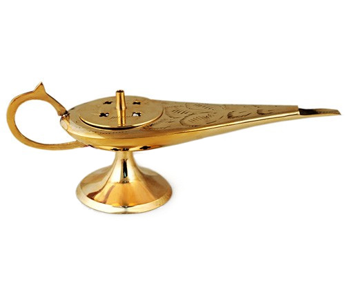 Vintage Brass Genie Lamp Incense Burner Aladdin Lamp Incense