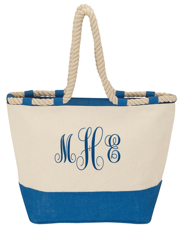 Coastal Home Personalized Large Beach Canvas Tote Bag