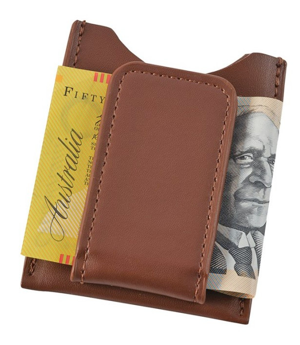 Dark Brown Money Clip Card Holder - STAMPA