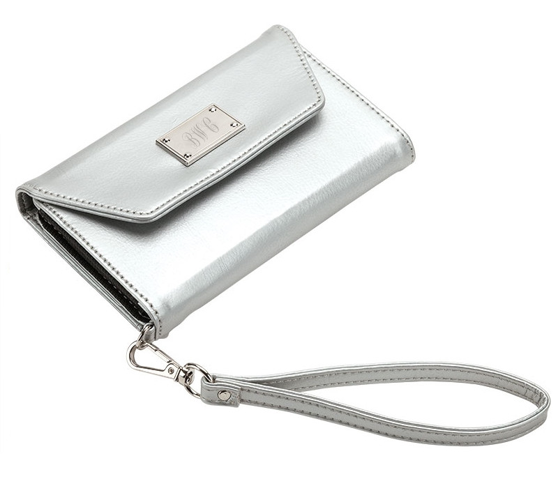 Large Soft Silver Leather Clutch Purse With Detachable Wrist Strap - Etsy