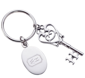 His and Hers Silver "I Love You" Lock and Key Heart